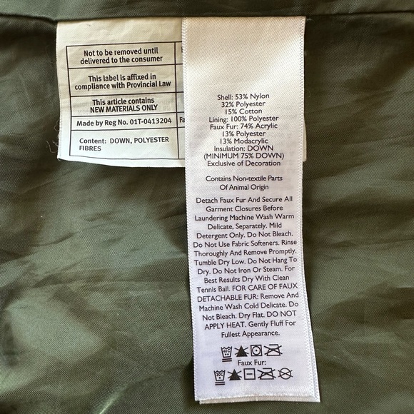 Eddie Bauer winter knee length down jacket, size small, green - Picture 4 of 7